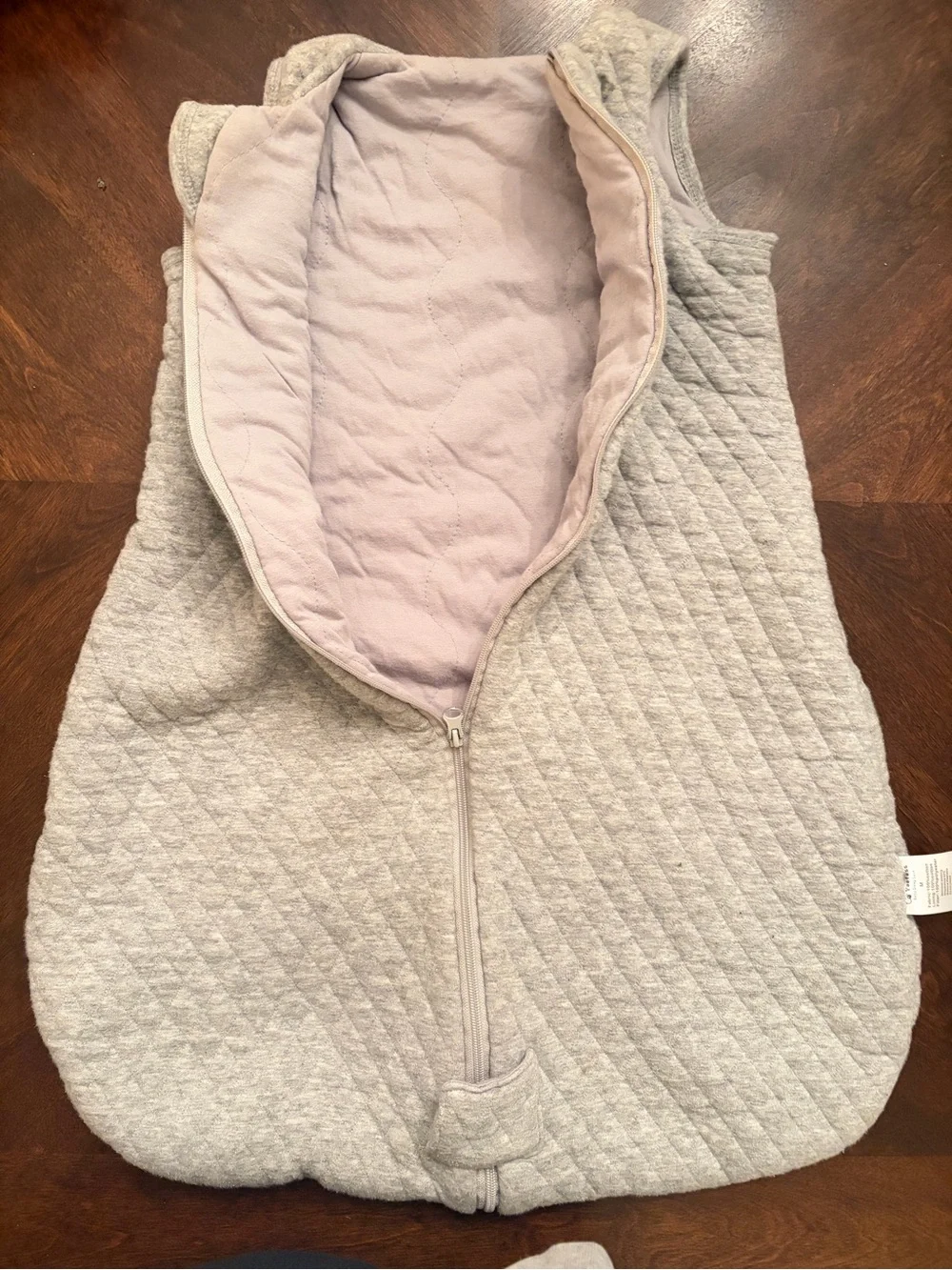 Light Gray Quilted Kids Sleep Sack - Cozy Zip Front Pajama